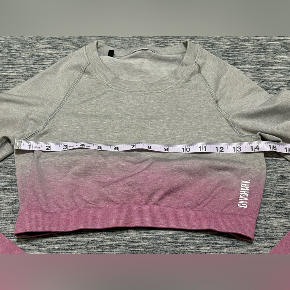Gymshark Gray and Pink Ombre Cropped Workout Top Size Small - Picture 3 of 5